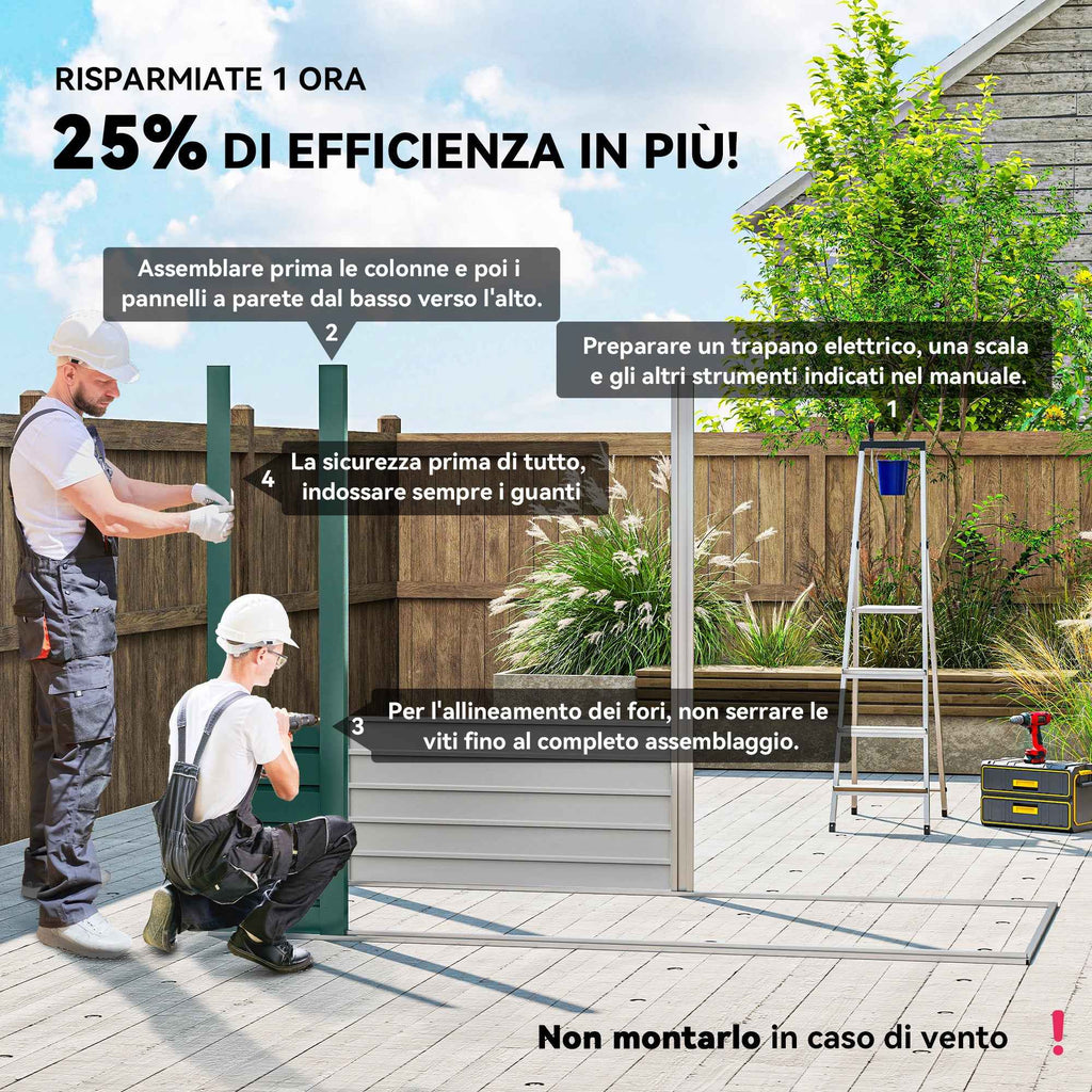 Outsunny Steel Tool Shed with 2 Vents and Latch, 249x121x183 cm, Green