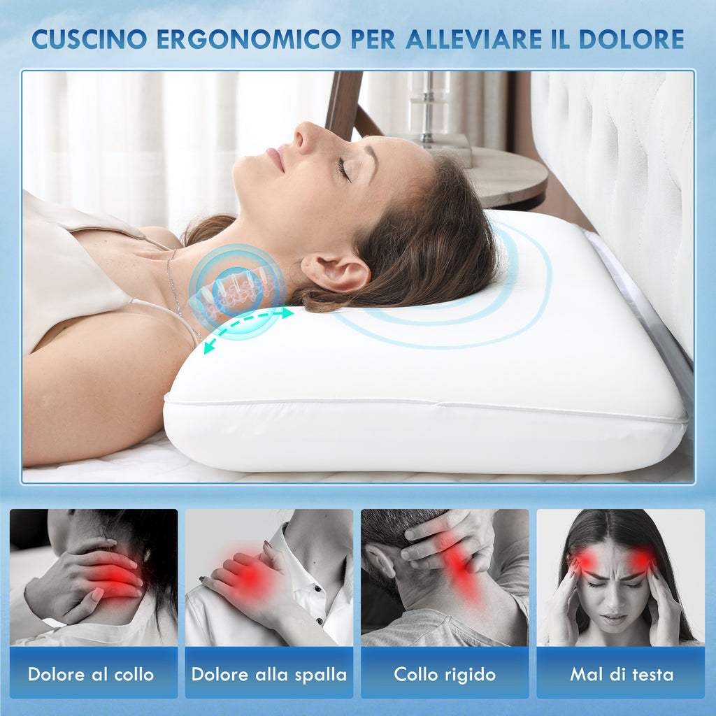 Rapid Rebound Memory Foam Pillow with Removable and Washable Cover, 60x40x10 cm, Cream White