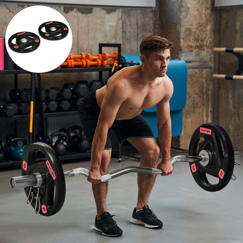Set of 2 10kg Steel Weight Discs with Rubber Coating for Barbell