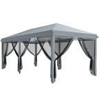 Outsunny 6x3m Folding Garden Gazebo with 6 Mosquito Nets and Button, Steel and Polyester, Grey