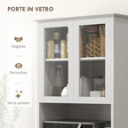 Tall Kitchen Pantry with 2-Tier Cabinet and 3 Drawers, in MDF, 68x38x172 cm, White