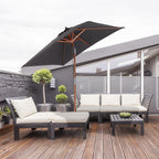 Outsunny 2x1.5m Tilting Garden Umbrella with 6 Ribs and Fir Wood Pole, Dark Grey