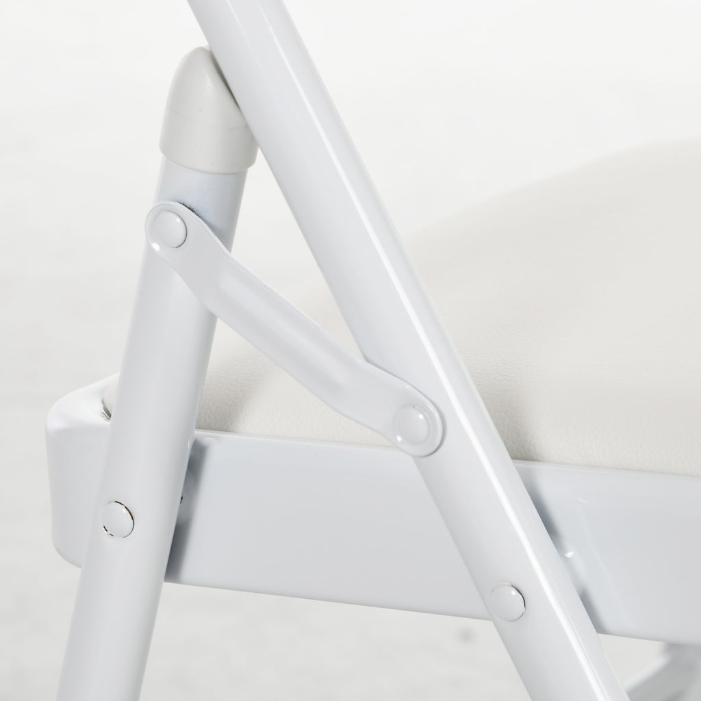 Set of 2 Folding Chairs Padded in PU Faux Leather and Metal, 45x46x78 cm, White