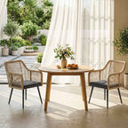 Outsunny Set of 2 Garden Chairs with Cushions and Armrests, in Steel and PE Rattan, 54x65x80 cm, Dark Grey