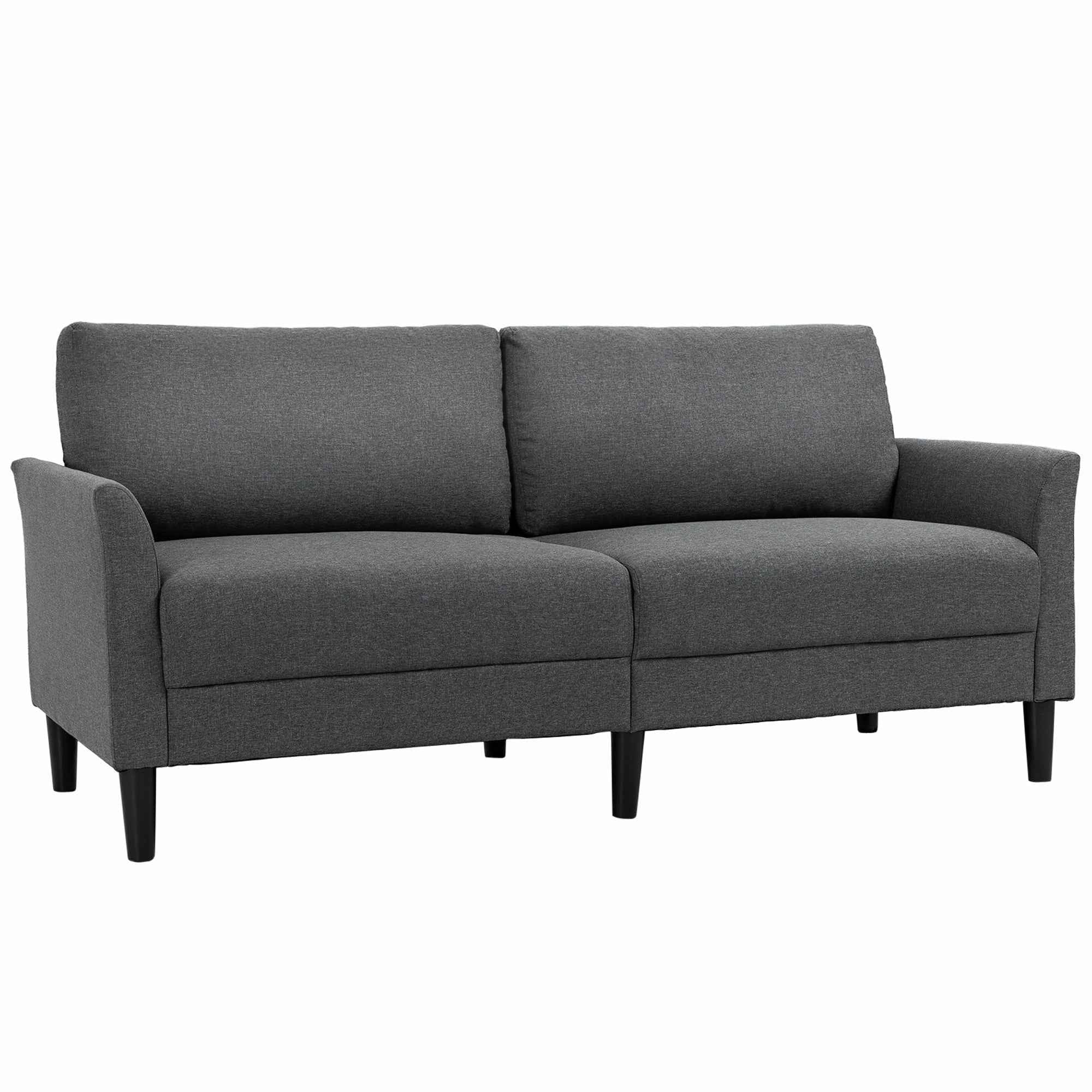 HOMCOM 3-Seater Fabric Sofa with Deep Seat and Thick Padding, 191x79x87 cm, Dark Grey