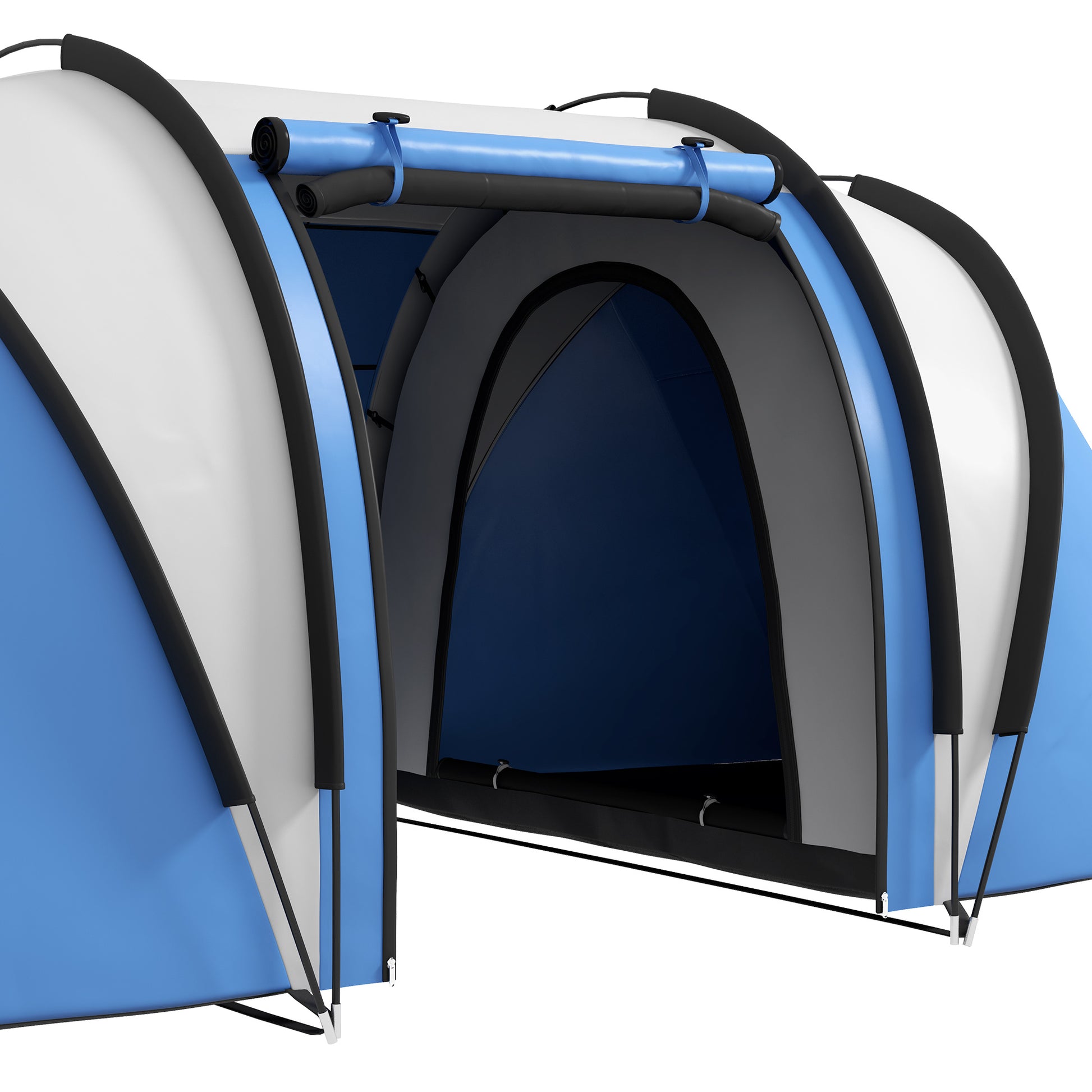 Outsunny Waterproof 2-Person Camping Tent with 2 Rooms Transport Bag, 220x450x180 cm, Blue - Borgè