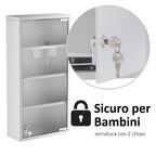 Medicine Cabinet Medicine Box with Four Shelves in Stainless Steel 30 x 12 x 60cm