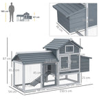 Prefabricated Wooden Chicken Coop for 2 Chickens with Run and Nest for Brooding, 150.5x54x87cm - Borge' Group Limited