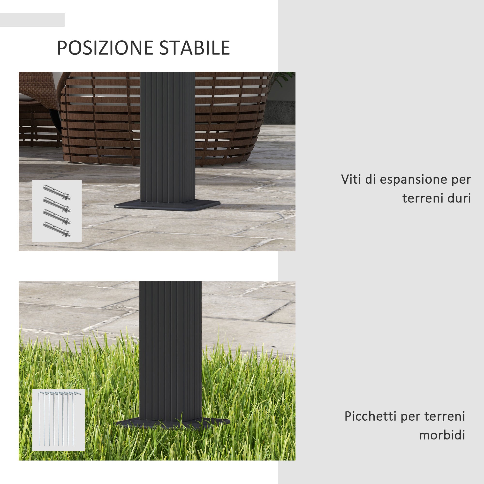 Pergola Gazebo 4x3 m with 8 Drainage Holes, in Aluminium, Metal and Polyester, Dark Gray - Borgè