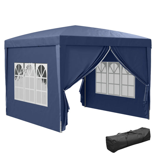 Foldable Garden Gazebo with Ropes and Pegs Included, 2.95x2.95x2.58 m, Blue