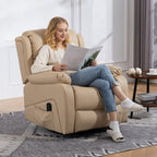 Reclining Relaxing Chair with 8 Massage Points, Heating and Footrest, 87x97x100 cm, Beige