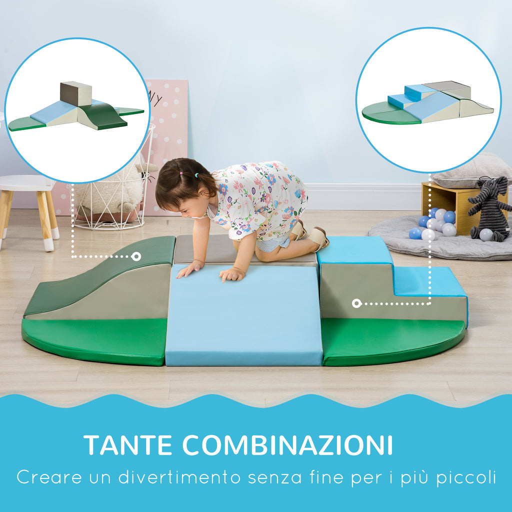 Soft Construction Set for Children 1-3 Years of 6 Pieces, in Multicolored PU and EPE