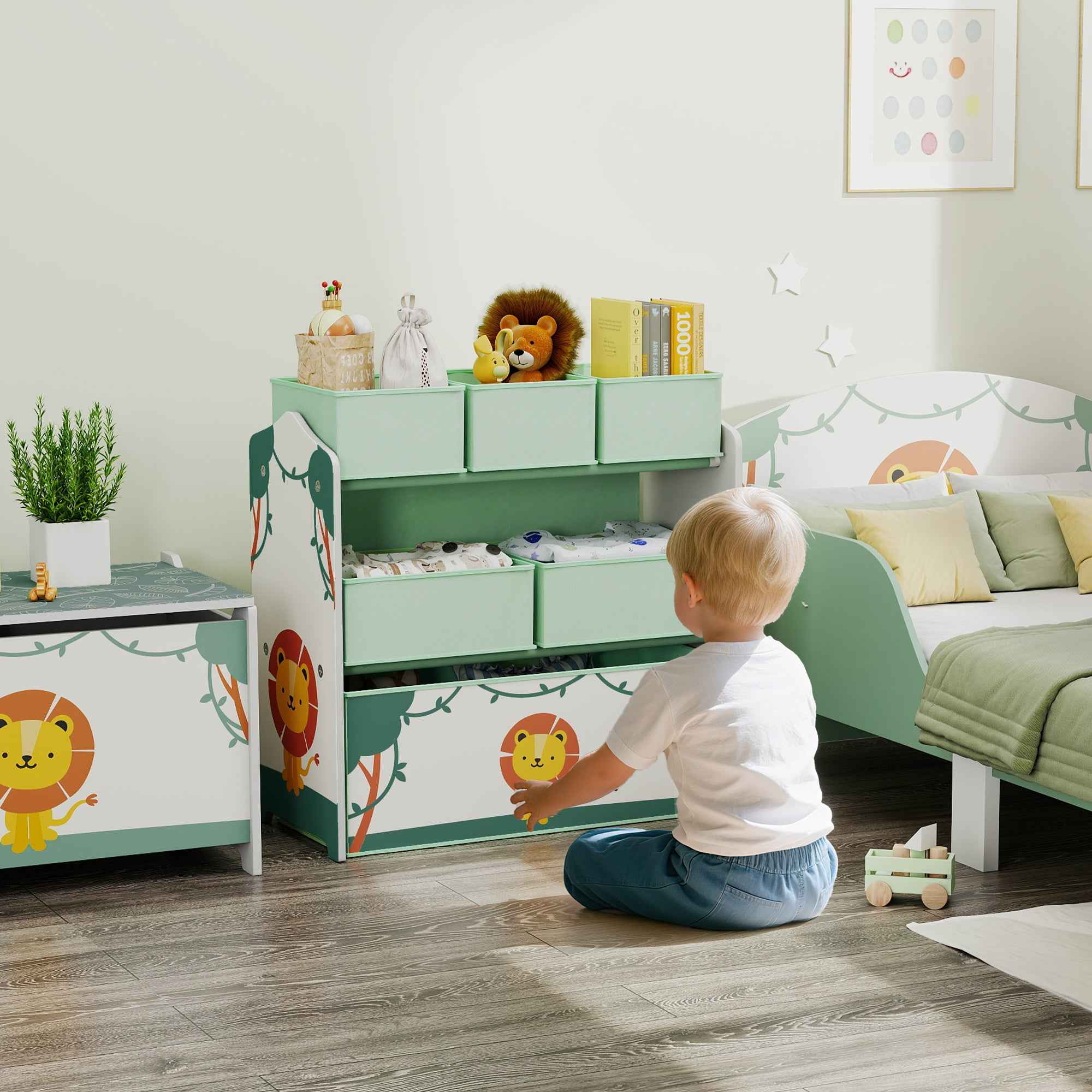 Children's Toy Storage Shelf, 3-Tier, Green