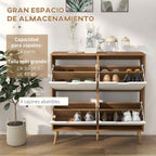 HOMCOM Chipboard and Pine Shoe Rack with 4 Drawers and 2 Adjustable Shelves for Each Drawer, 95x26x95 cm