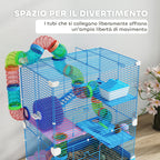 5-Level Hamster Cage with Tubes, Wheel, Ladders, House and Bottle, 46x30x58 cm