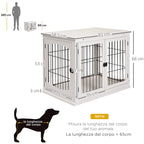 Indoor Dog House for Up to 30kg in Wood and Steel, 58.5x81x 66cm - White - Borge' Group Limited
