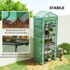 Outsunny 5-Tier Greenhouse with Zip Door, Steel and PE, 69x49x193 cm, Green