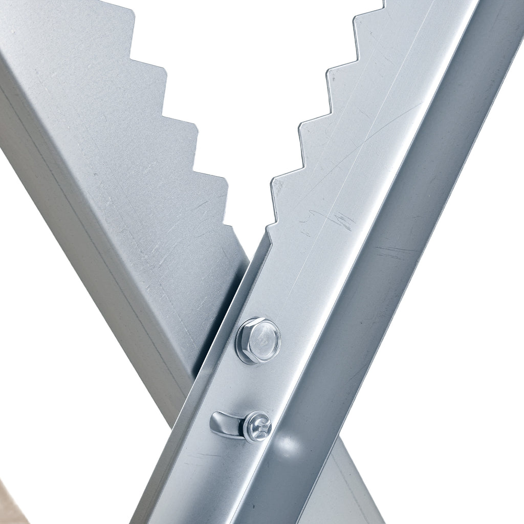 DURHAND Folding Triangular Metal Wood Cutter Stand with Serrated Teeth, 83x83x79 cm, Silver
