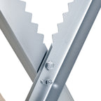 DURHAND Folding Triangular Metal Wood Cutter Stand with Serrated Teeth, 83x83x79 cm, Silver