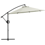 8-Rib Umbrella with Cross Base, in Aluminium, Metal and Polyester, Ø3x2.6 m, Cream - Borgè