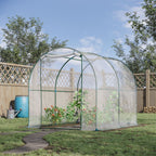 Outsunny Garden Tunnel Greenhouse, Balcony Greenhouse for Plants and Vegetables with PVC Cover, Roller Door and Steel Frame, 2x2.5x2m