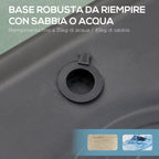 Portable Outdoor Basketball Hoop with Adjustable Height 193.5-248.5cm and Base to Fill with Water or Sand, Made of Steel and Nylon 73x49x194-249cm