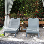 Outsunny Set of 2 Sun Loungers with Adjustable Backrest and Trays, in Polypropylene, 62x158x88 cm, Dark Grey
