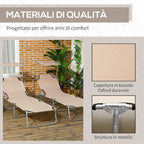 Outsunny Set of 2 Folding Garden Loungers with Adjustable Canopy, Oxford Fabric and Metal, 187x58x36 cm, Brown