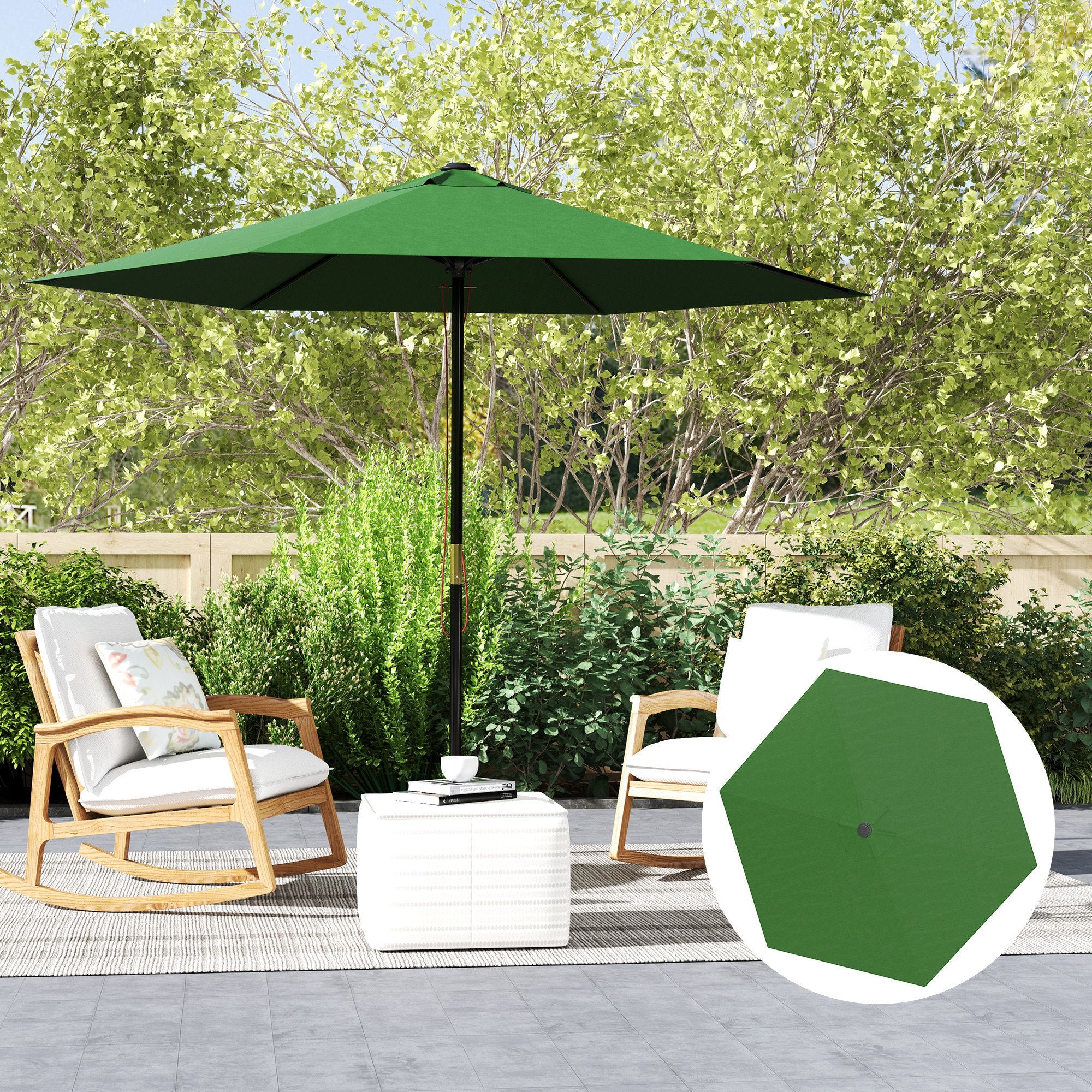 Replacement Canopy for Umbrella Ø3 m with Air Vents for Wooden and Steel Frames, Green
