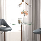 Homcom tall table from modern round bar with steel base and glass top, Ø70x102cm, transparent - Borgè