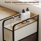HOMCOM Space-Saving Chest of Drawers with 4 Folding Drawers in Fabric, Steel and Wood, 20x47x84.5 cm, Multicolor