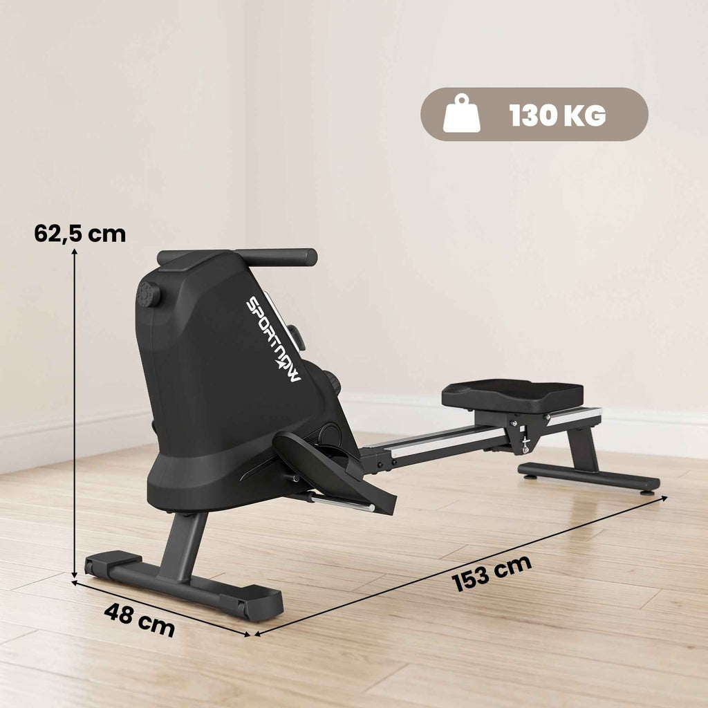 SPORTNOW Rowing Machine, 16 Levels Magnetic Resistance, Aluminum Track, Bluetooth, APP Compatible.