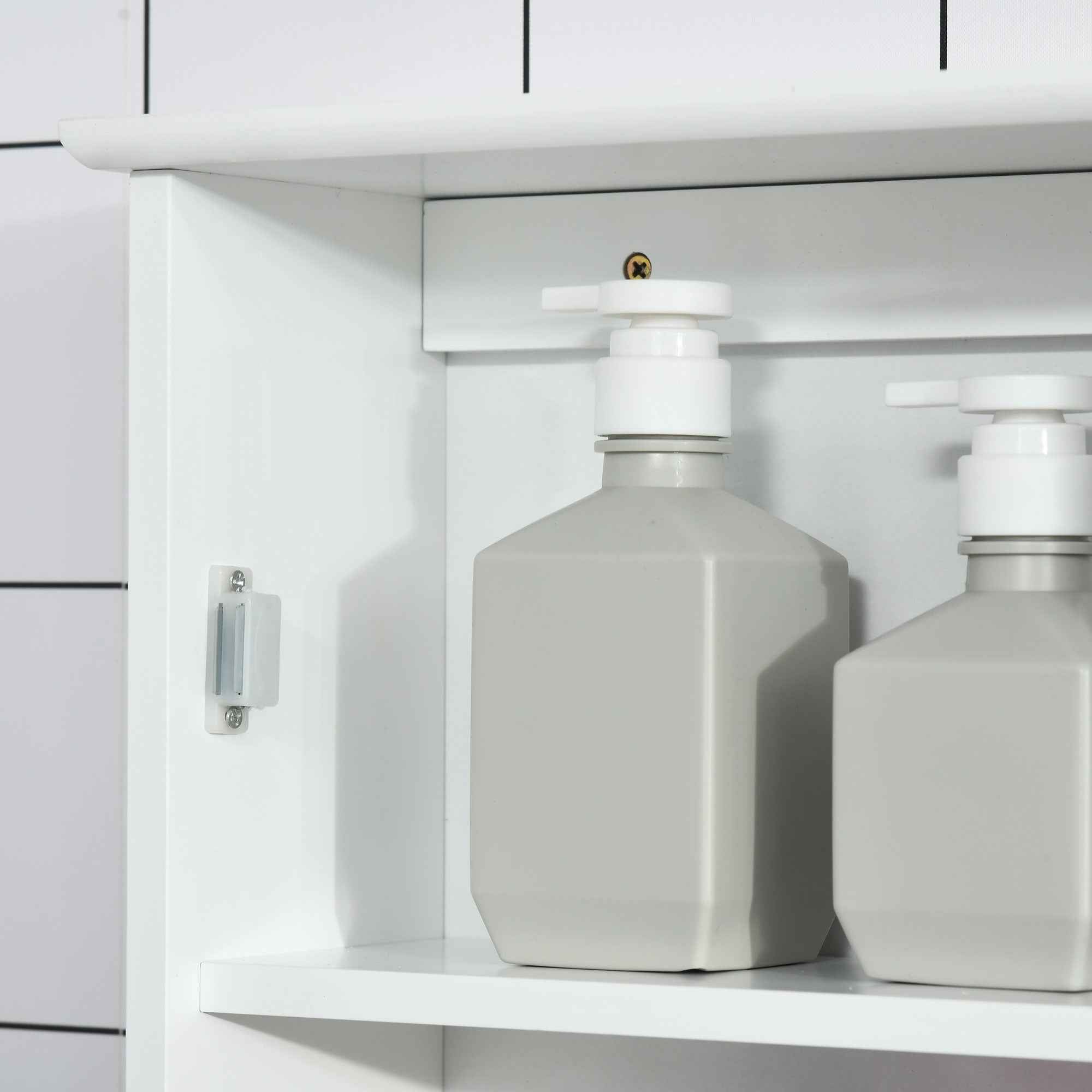 kleankin Bathroom Mirror Cabinet with Magnetic Door, Bathroom Cabinet with Mirror, Adjustable Shelf, White