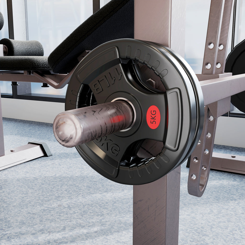 SPORTNOW 2x5 kg Weight Plate Set with 5 cm Hole and 3 Handles, Steel with Plastic Coating, Black