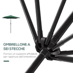 2.6x2.4m Garden Umbrella with Tilting Head, in Aluminum and Polyester, Dark Green and Black