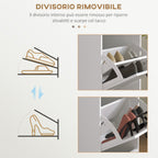 Modern Shoe Rack with 3 Tilting Drawers for 15 Pairs of Shoes and Adjustable Shelf, 54x24x117.5cm, White