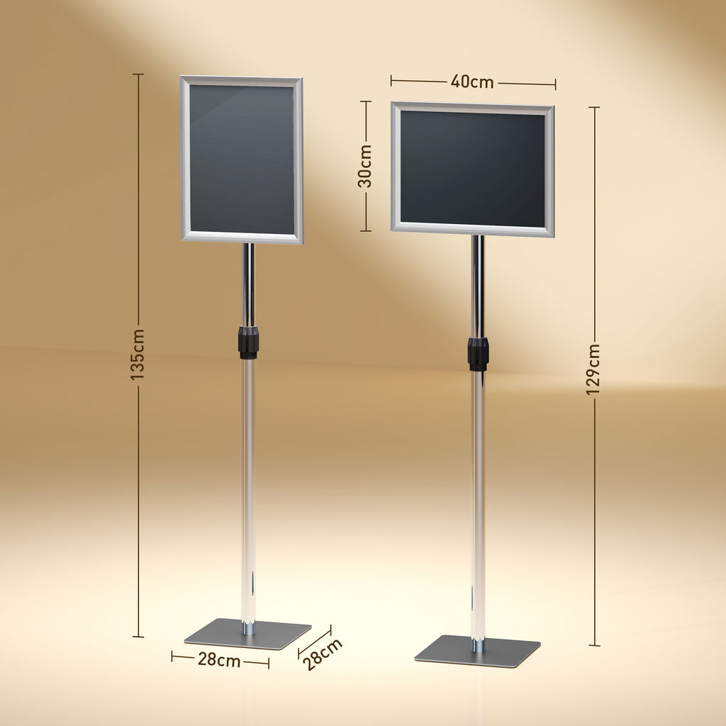 A3 Poster Display Easel with Adjustable Height and Inclination, Steel and Aluminium, Silver