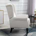 HOMCOM Upholstered Living Room Armchair in Fabric with Quilted Backrest, 74x86x102cm, Cream White - Borgè