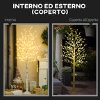 180cm Tall Birch Tree with 180 LED Lights and 3 Brightness Levels for Indoor and Outdoor Use, White