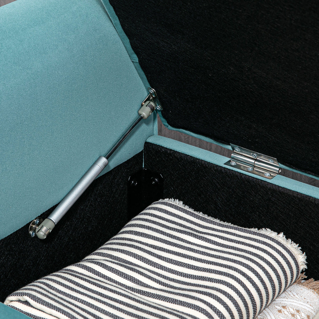 HOMCOM Velvet Fabric Bedside Bench with Storage Compartment and Armrests, 126x48.5x57 cm, Green