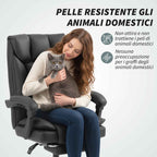HOMCOM 155° Reclining Office Chair with Footrest, Double Padding and Faux Leather Upholstery, Black