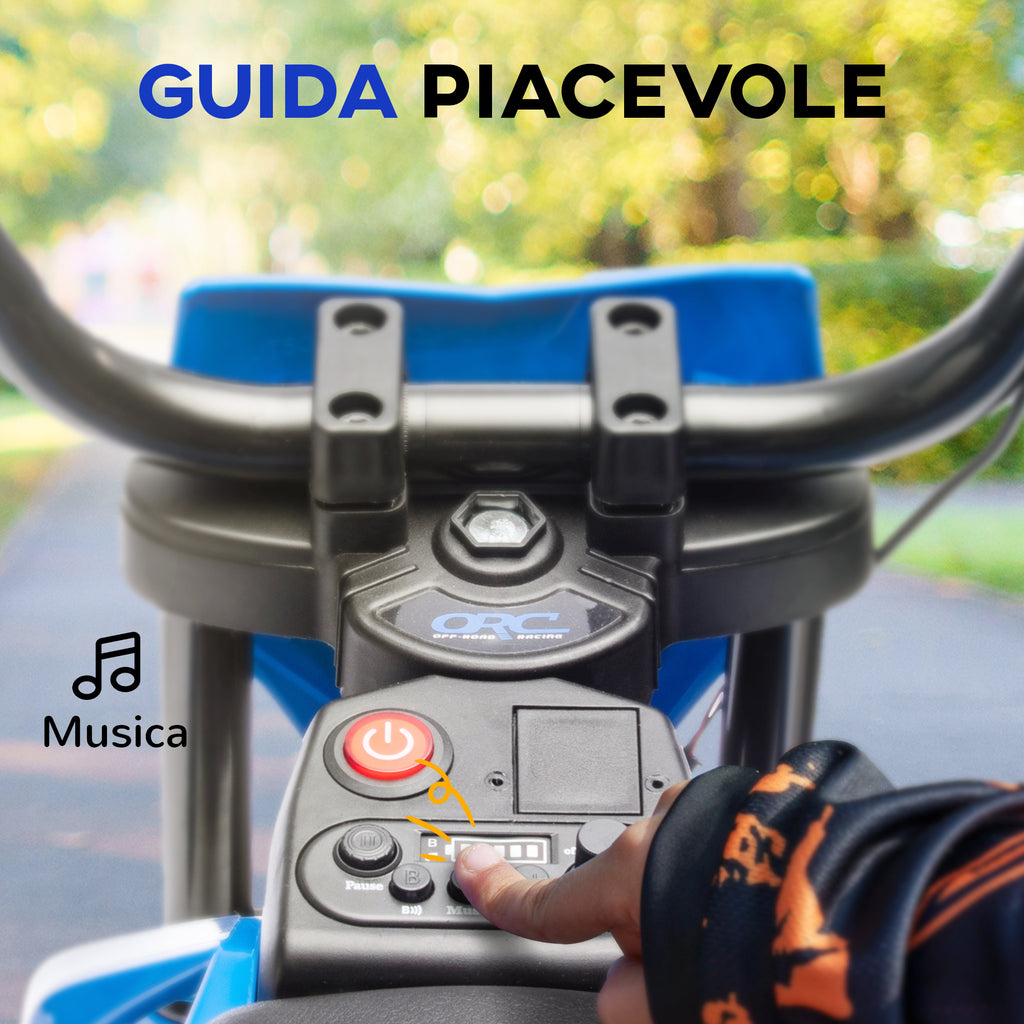 Electric Motorcycle for Kids with Removable Training Wheels, Suspension, Sounds and Charge Indicator, Blue