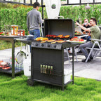 Gas Barbecue with 4+1 Independent Burners and Lid with Thermometer, 121x54x97 cm, Black