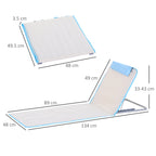 Set of 2 Folding Sun Loungers with Adjustable Backrest and Bag, 48x134x36-45 cm, Beige