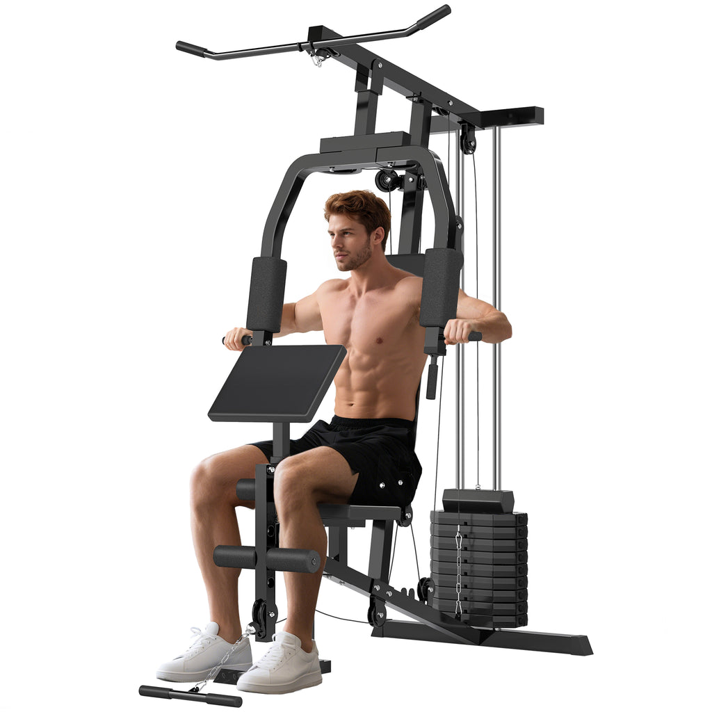 Multifunctional Fitness Station for Home and Professional Training in Steel, 148x108x207 cm, Black