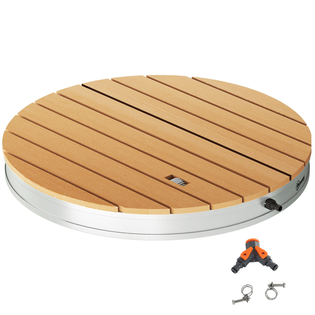 Portable Garden Shower with Height up to 4 m Adjustable Water Jets, Wood Effect