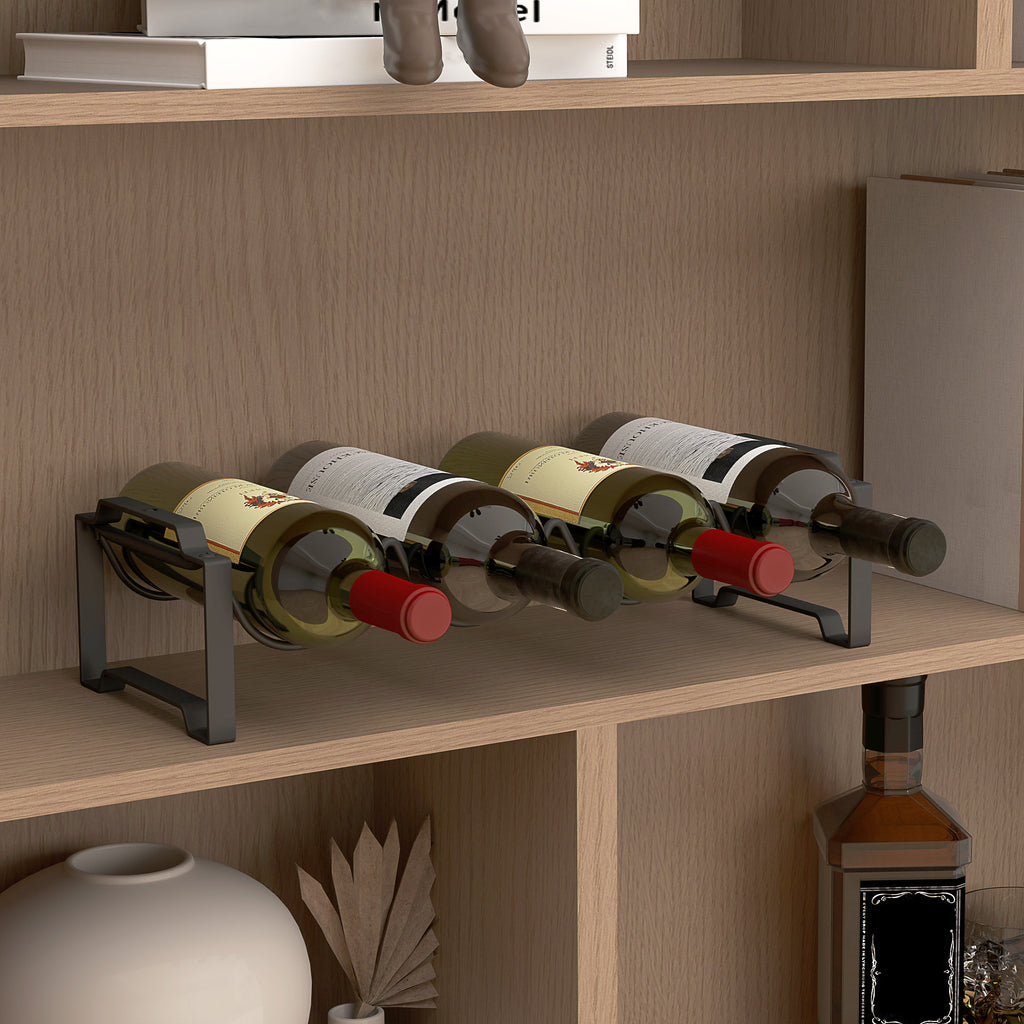 4-Tier Stackable Wave Bottle Rack for 16 Bottles, Metal, 42.5x16.5x41 cm, Black