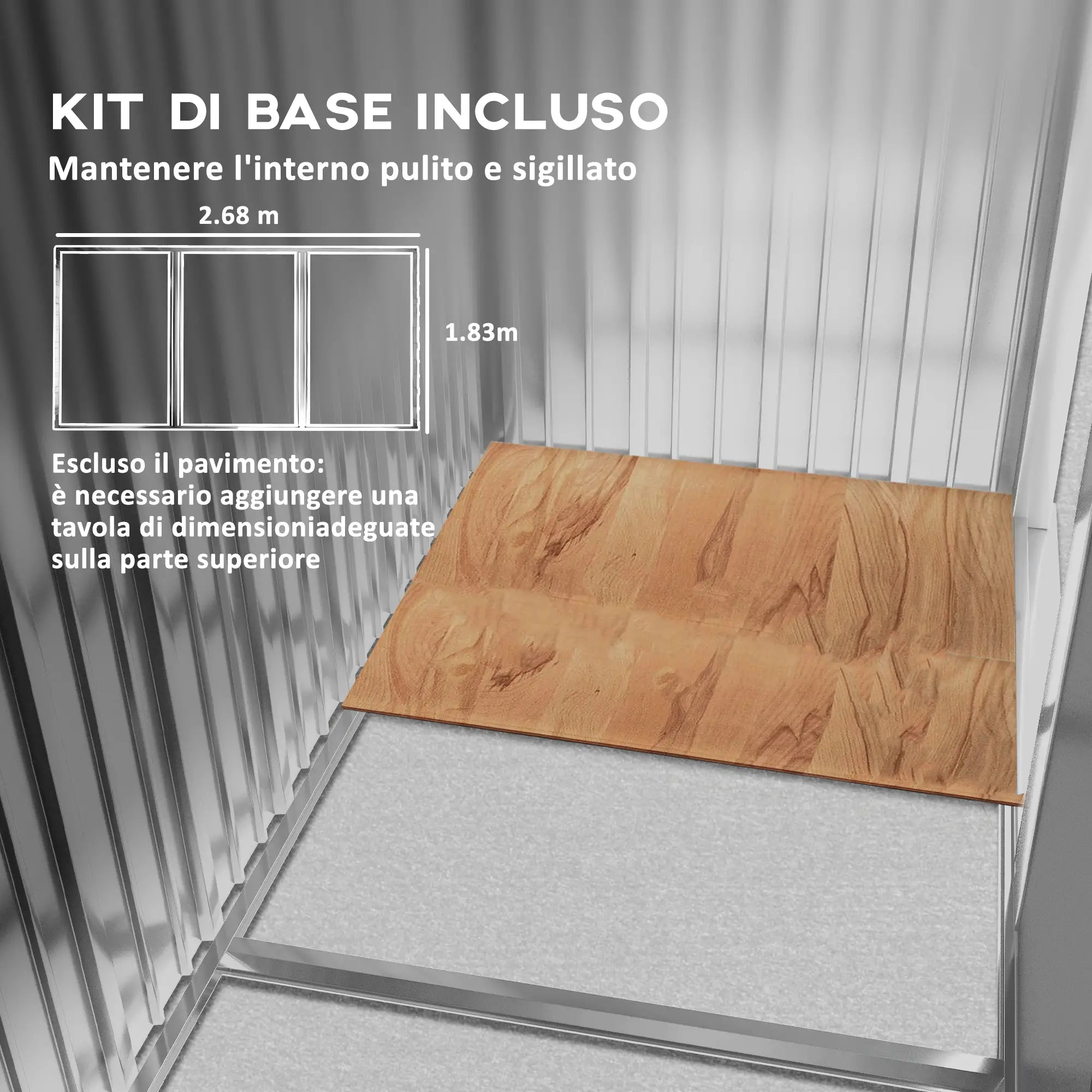 Steel Garden Shed with 4 Air Vents and 2 Sliding Doors, 277x195x192 cm, Light Brown