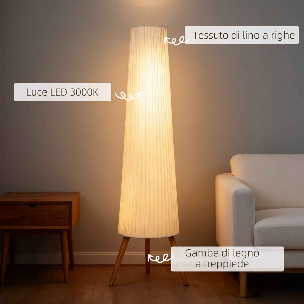 HOMCOM Tripod Floor Lamp with Foot Switch and Adjustable Brightness, 46x46x153 cm, White