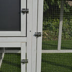 Wood Chicken Coop Hutch Hen House Cage PC Roof w/ Run Nest Box Deluxe 160 x 75 x 80 cm, Grey and white - Borge' Group Limited